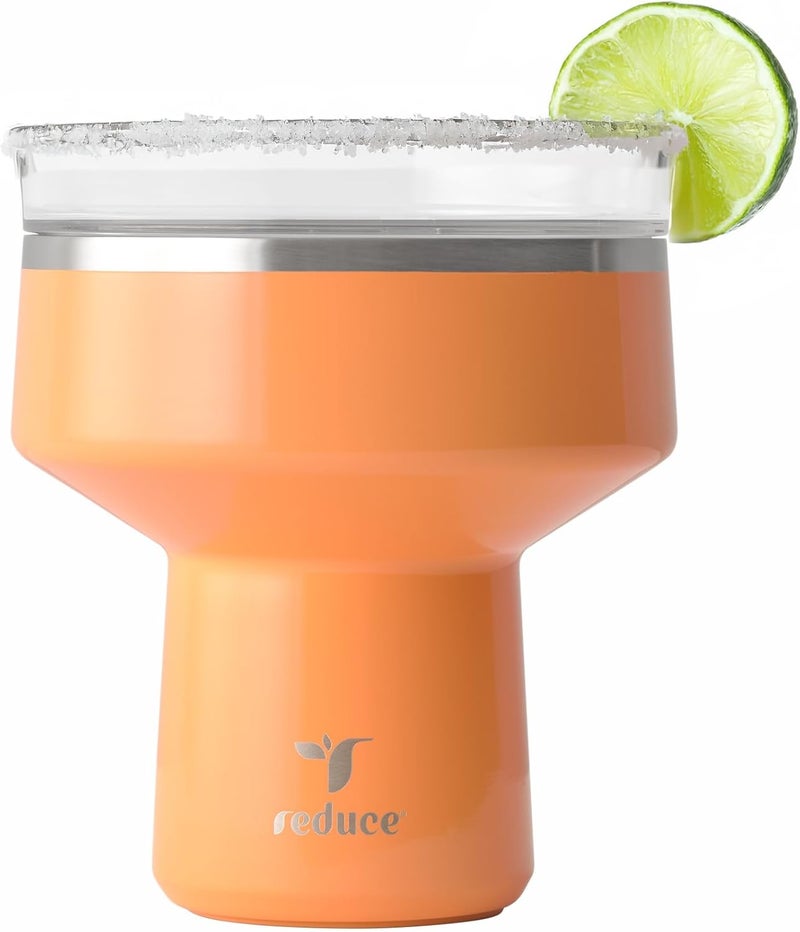 Reduce Saltini 16 oz Cocktail Tumbler - Insulated Margarita Tumbler with Lid - Keeps Drinks Cold for 10 Hours - 360 Sippable Martini Glass Alternative - Shatterproof, Perfect for Parties - Papaya - Image 1